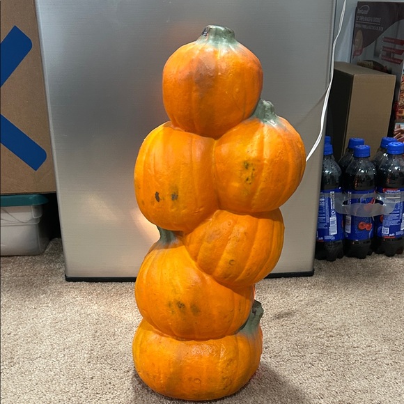 Glowing Orange Pumpkin Stack Halloween Decor - Picture 2 of 5
